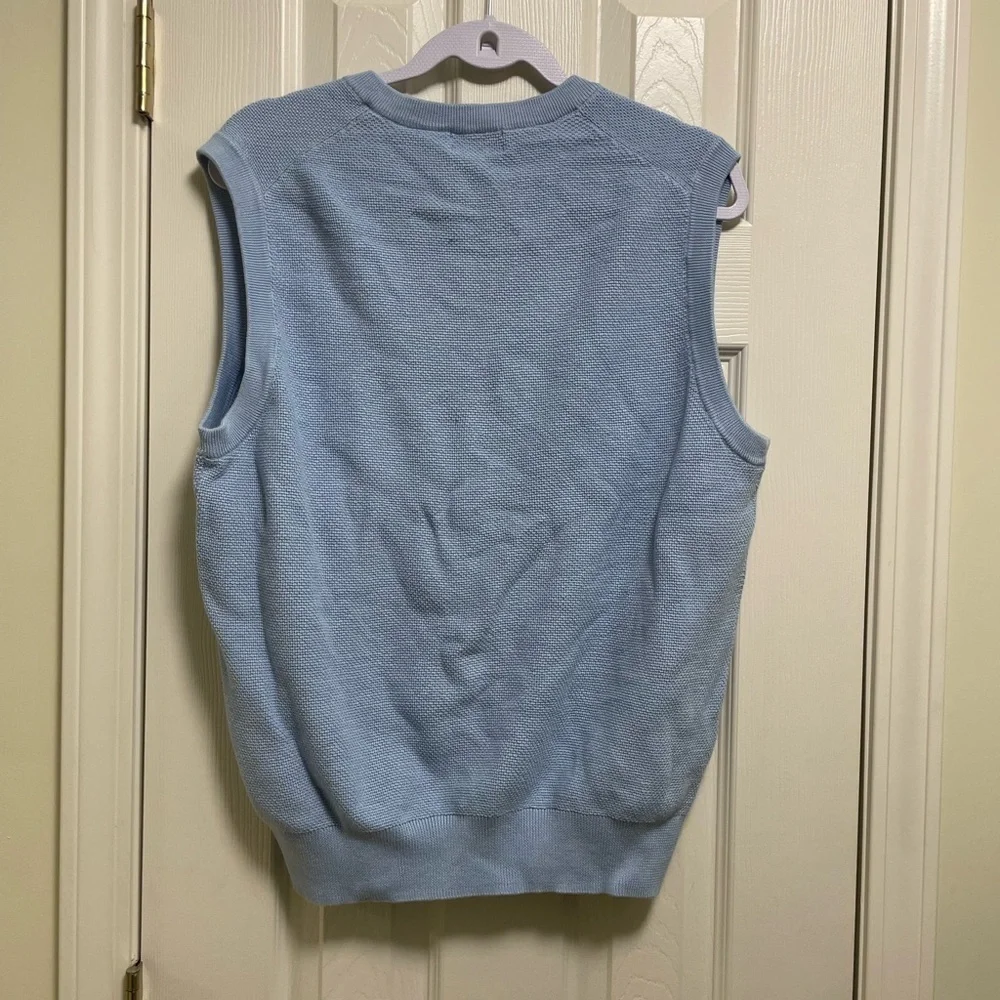 BROOKS BROTHERS Men's Supima Cotton Sweater Vest V-Neck Layering baby blue L